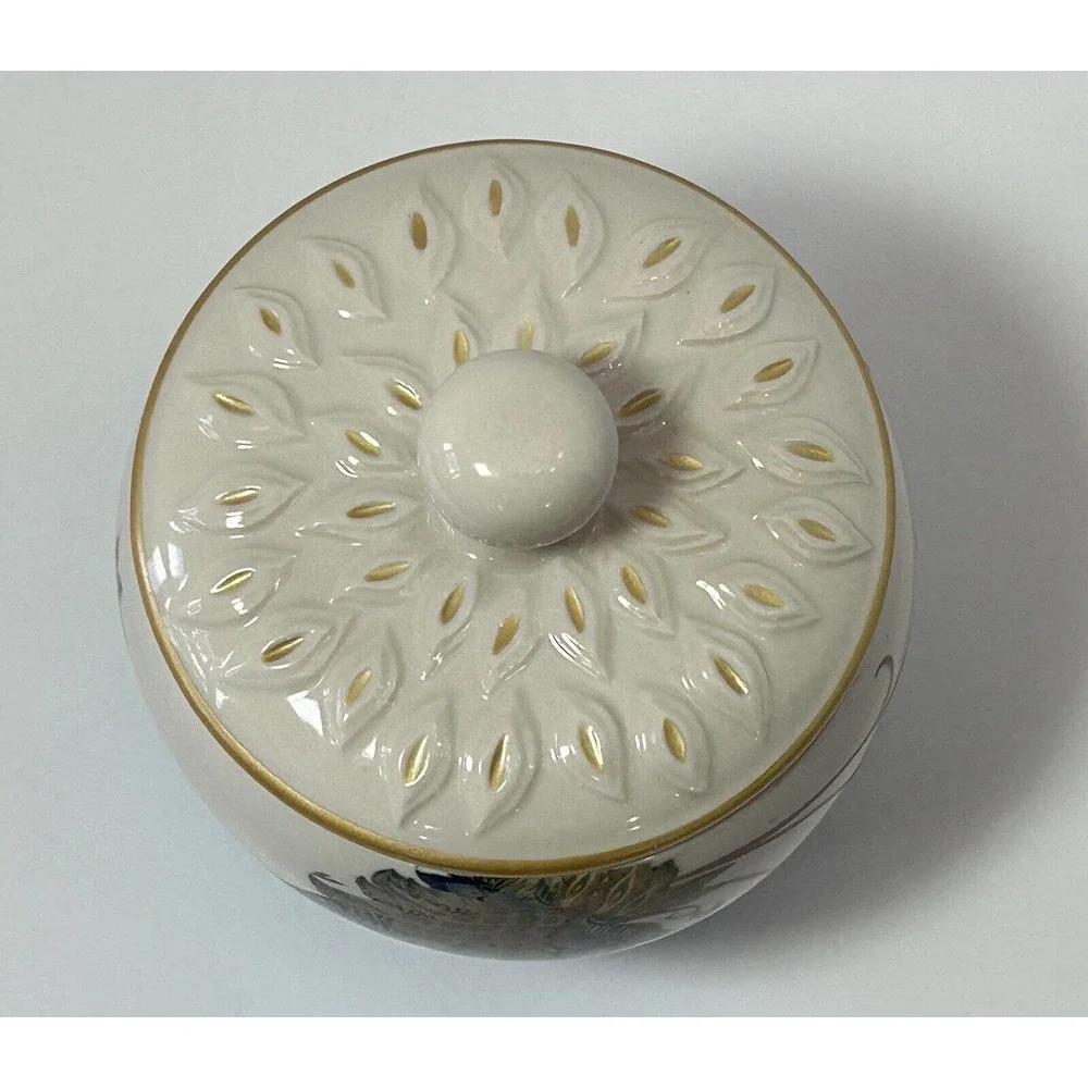 Feathered Flowers Sugar‎ Jar With Cover